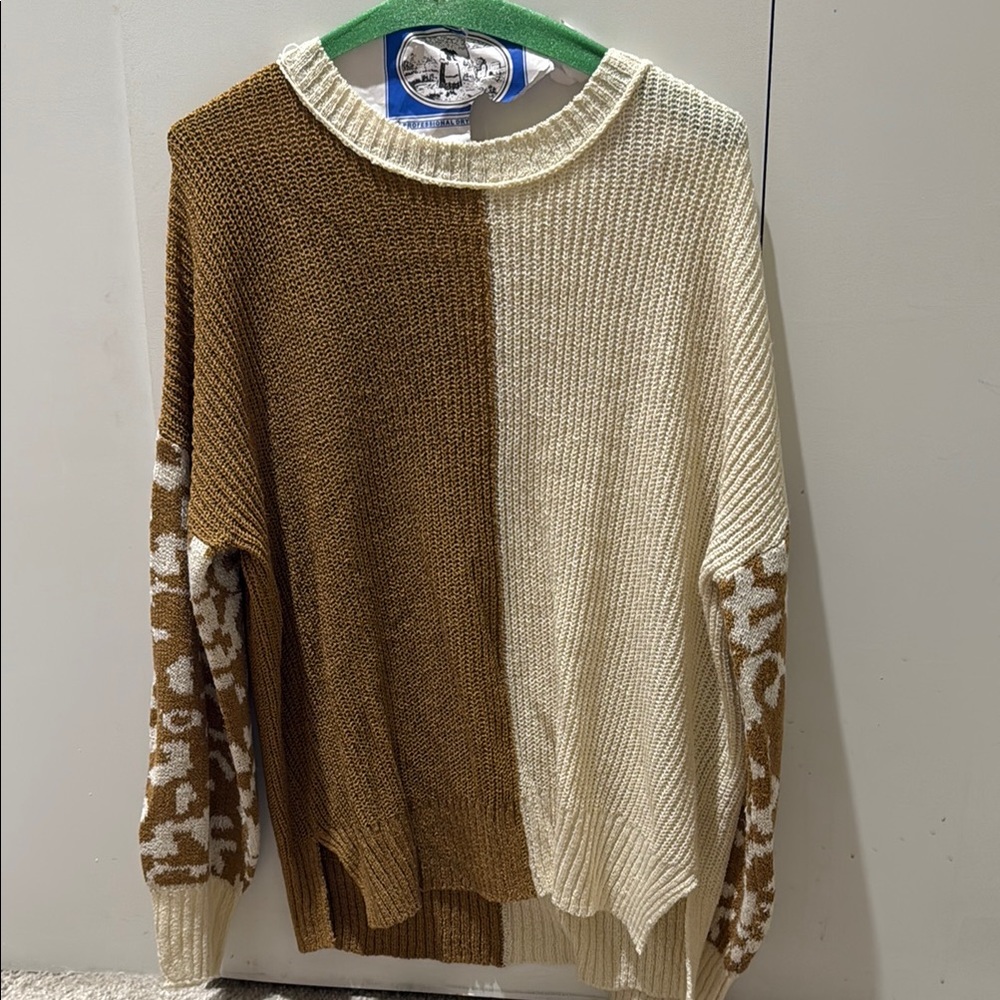 Blu Pepper Brown and Cream Crew Neck Sweater